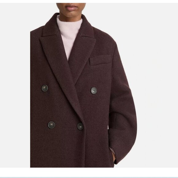 Vince Textured Wool-Blend Double Breasted Fill Coat - Picture 3 of 11